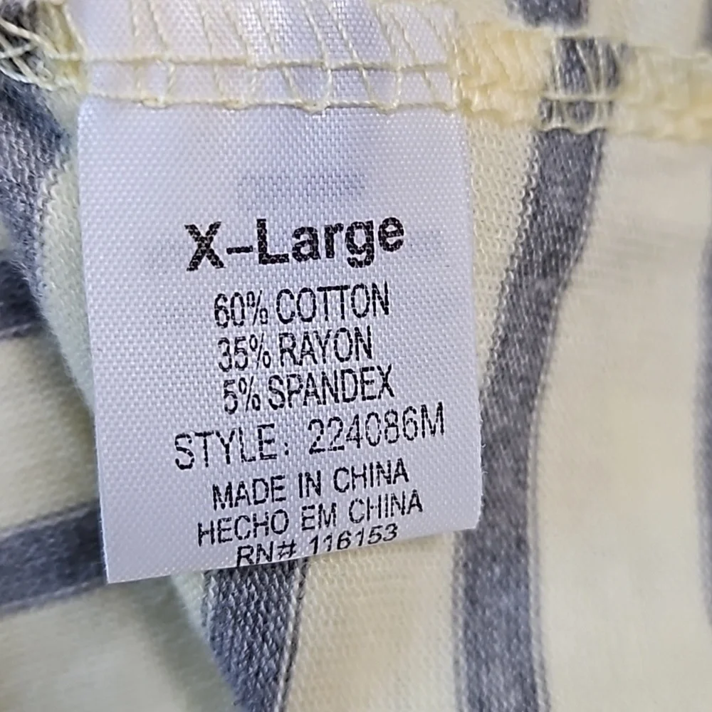 NWT Eddie Bauer Cotton Rayon Stretch Cream & Grey Stripe Front Knot Tank Top